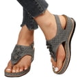 thumbnail image 4 of Kcodviy Ergonomic Design Wedge Toe Flat Sandals for Women Post Sandals Mitigate Foot Women's Slide Sandals Fatigue Comfortable and Functional Wide Sandals for Women Shoes, 4 of 8