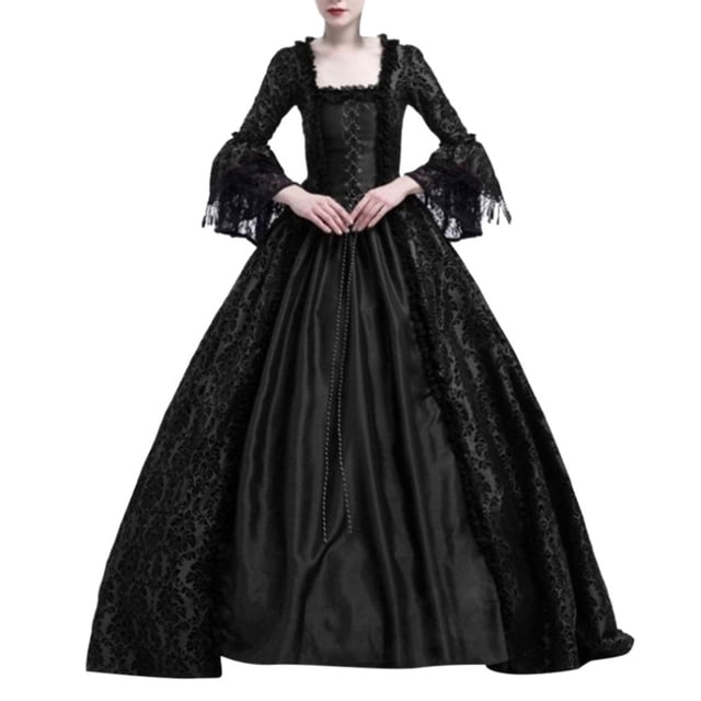 UPPADA Costumes Gothiques pour Femmes à Manches Longues Robes Victorian Grande Taille Robe Corset Robe Maxi Fluide Robe de Fête Robe Cocktail Robe Lacée Robe de Mascarade Jolies Robes de Bal Soldes 2024