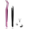 thumbnail image 1 of Eyelash Applicator Tool 1 Lash Applicator for Clusters Lashes Plus 1 Eyebrow Tweezers DIY Eyelash Extension Tweezers Set(2 pcs), 1 of 7