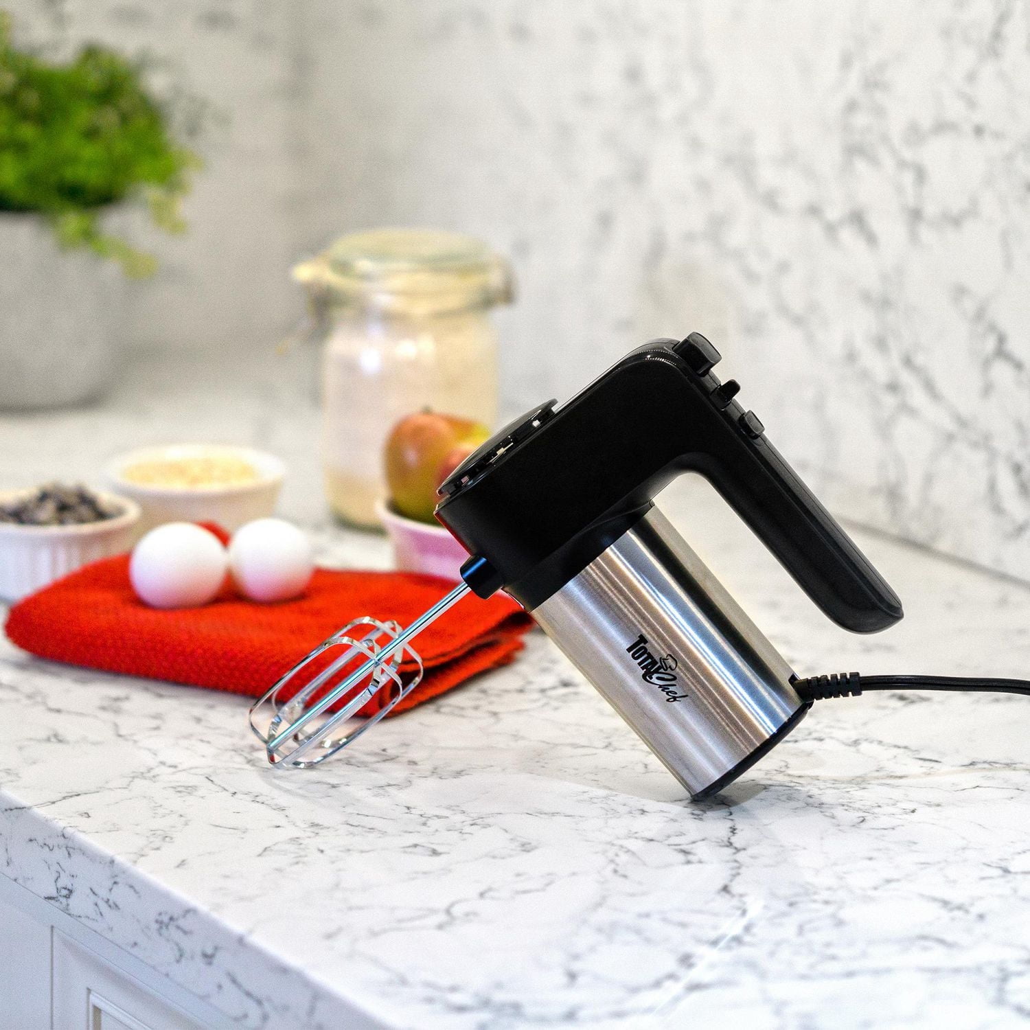 Total Chef 250 Watts 6-Speed Hand Mixer with Turbo Boost, Efficient Mixing for Baking & Cooking