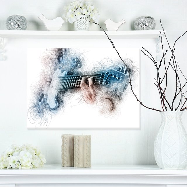 Design Art - Homme Jouant de la Guitare Aquarelle