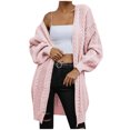 thumbnail image 1 of IROINID Women's Open Front Cardigans Sweater Solid Color Casual Mid-Long Long Sleeve Knitting Cable Sweaters Tops, 1 of 6