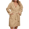 thumbnail image 1 of Penkiiy Womens Robe Long Kint Bathrobe Lightweight Soft Robes Ladies Bath Robe 2XL Khaki, 1 of 9