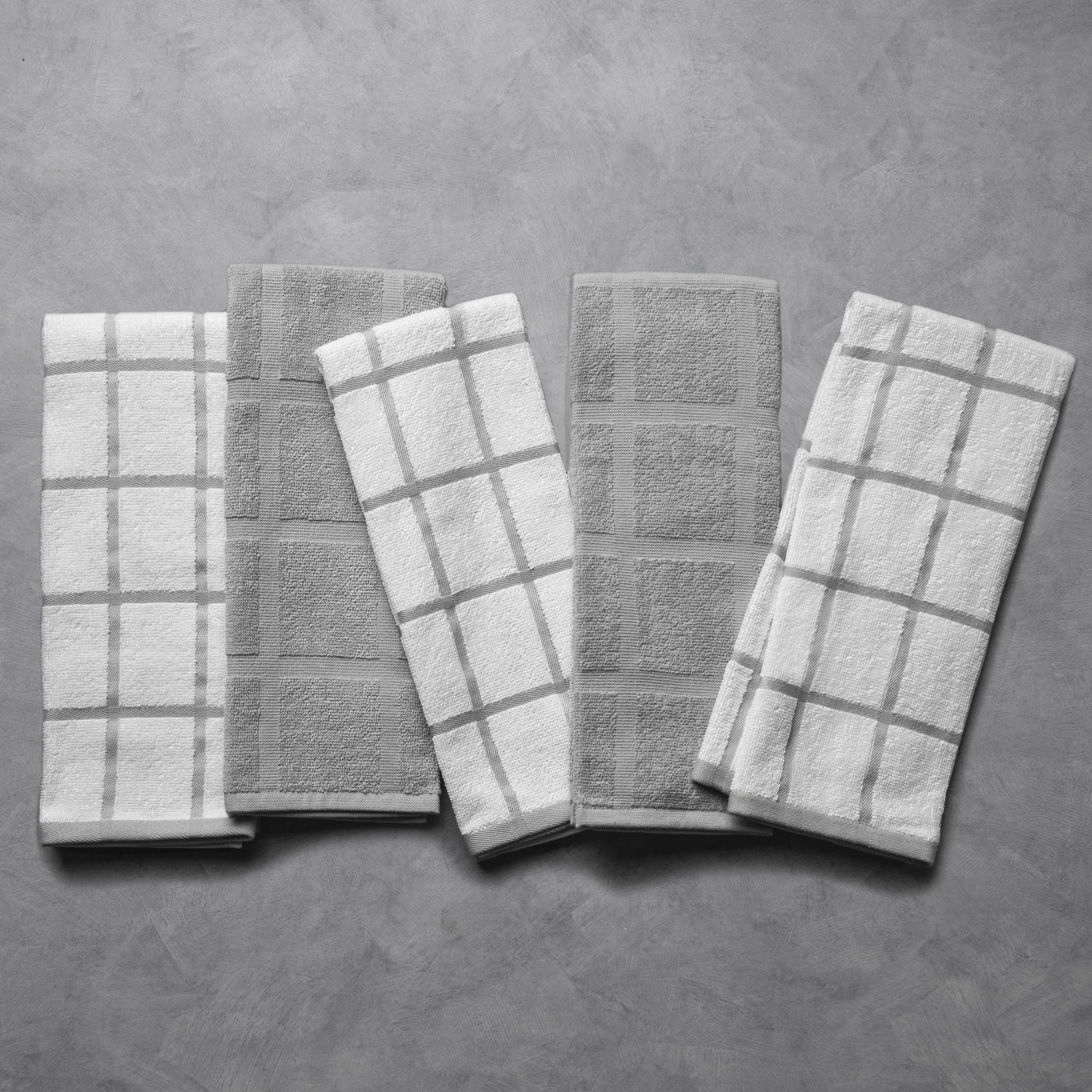 Thyme et Table – Ensemble de 5 torchons de cuisine, gris