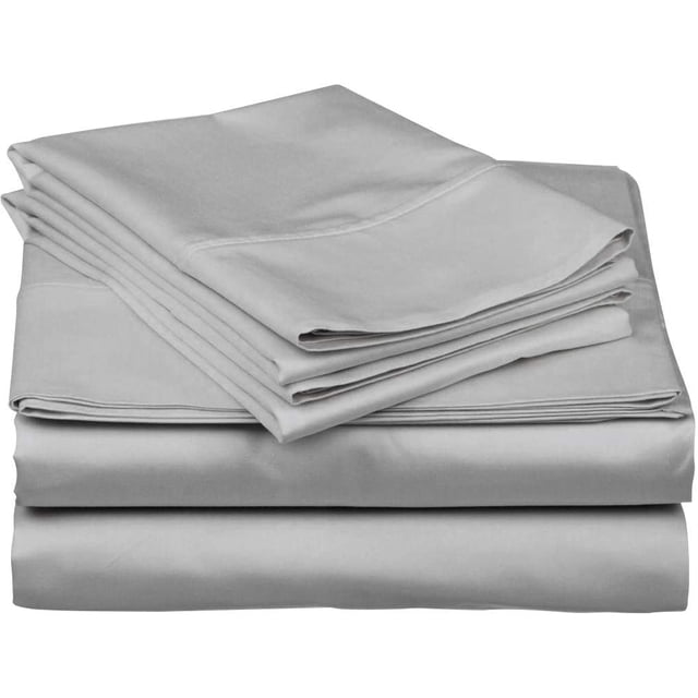 Alive Pixels Silver Grey Solid 100 Percent Cotton Fitted Sheet with 21 Inch Deep Pocket 200TC (King, Silver Grey)