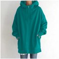 thumbnail image 2 of Bmisegm Chandail à Capuchon à Fermeture à Glissière Longline Doublé Uni Mode Urbaine pour Femmes, Veste Chandail Décontractée, Chandails pour Femmes Vert Menthe TTG, 2 of 6