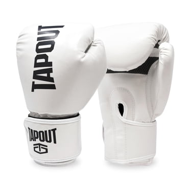 Tapout 10 oz Boxing Gloves With Adjustable Hook And Loop Closure - White