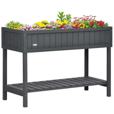 Outsunny 43,25 'x 18' x 30' lit de jardin surélevé en bois avec étagère
