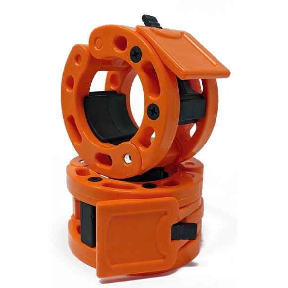 Clout Fitness Barbell Clamps Collars for 2 Inch Olympic Size Barbell Orange Olympic 2"