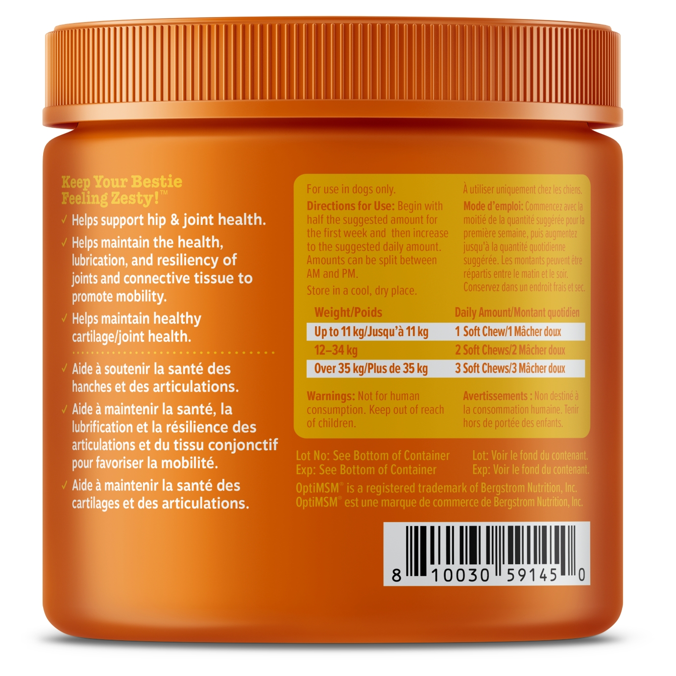Zesty Paws Apaisant Chews Saveur de Dinde Complément Alimentaire Quotidien pour Chiens, Friandises Molles, Paquet de 90