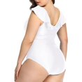 thumbnail image 2 of Huesdet Womens Tummy Control Bathing Suits Slimming Ruffle Swimsuit One Piece Lace Swimwear[White,XL], 2 of 6