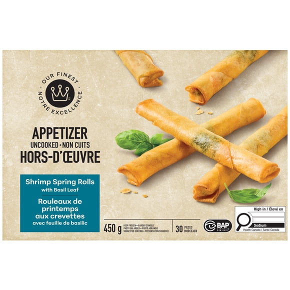 Our Finest Shrimp Spring Rolls with Basil Leaf Appetizer, 450 g