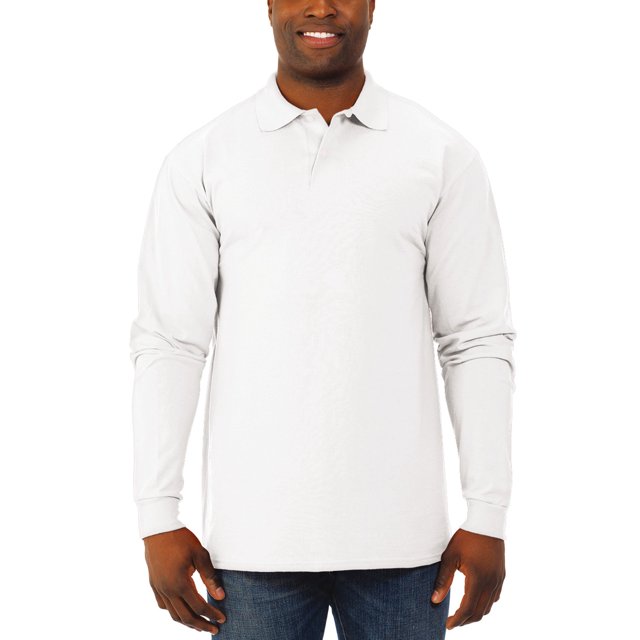 Jerzees Polos pour Hommes Résistants aux Taches (Courts et Longs, Blancs à Manches Longues, XX-Large)