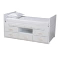 thumbnail image 1 of Baxton Studio Mirza Lit de Rangement Format Simple en Bois Fini Blanc avec Bureau Coulissant, 1 of 11