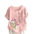 thumbnail image 2 of Fankiway T-Shirt Ample Décontracté d'Été pour Femme à Col Rond, Manches Courtes, Imprimé Floral, Hauts pour Femmes, Liquidation, Grande Taille, Chemises pour Femmes en Liquidation, Vêtements de Printemps pour Femmes 2024, 2 of 5