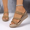 thumbnail image 2 of Brown Ladies' Wedge Sandals With Fish Mouth Open Toe Thick Sole Raised Footbed For Casual Outdoor Wear In Spring And Summer Seasons Size 37, 2 of 8
