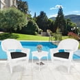 thumbnail image 3 of Jeco 3 Piece Wicker Conversation Set in White with Black Cushions, 3 of 10