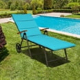 thumbnail image 1 of Costway Aluminum Rattan Lounger Recliner 5-Position Adjustable Chair Turquoise, 1 of 10
