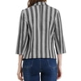 thumbnail image 3 of INSPIRE CHIC Blazer à Rayures pour Femme Manches 3/4 Décontracté Ouvert à l'Avant Revers Cranté Blazer S Noir Blanc, 3 of 8