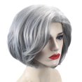 thumbnail image 1 of Baohd Perruques pour Femmes Postiches Bouclés Perruque Cosplay avec Perruques en Filet Rose Argent 35cm, 1 of 8