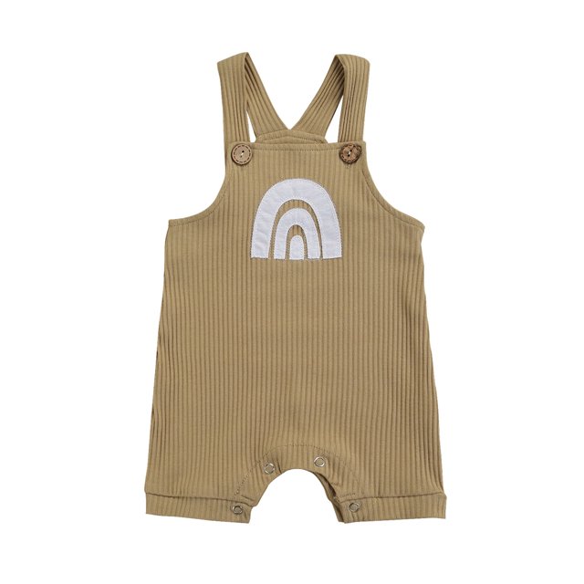 Xingqing Summer Newborn Baby Girls Boys Rompers 6 Colors Rainbow Printed Strap Sleeveless Button Jumpsuits