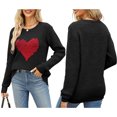 thumbnail image 3 of Gupgi Chandail Femme Cœur Amour Manches Longues Col Rond Saint-Valentin Tricot chandail, 3 of 9
