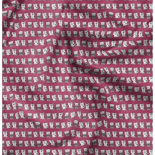 Soimoi Velvet Fabric Cat Animal Print Fabric by Yard 58 Inch Wide