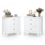 Patiojoy 2-Piece 3 Drawers Modern Nightstand Bedside Table Wooden End Table White