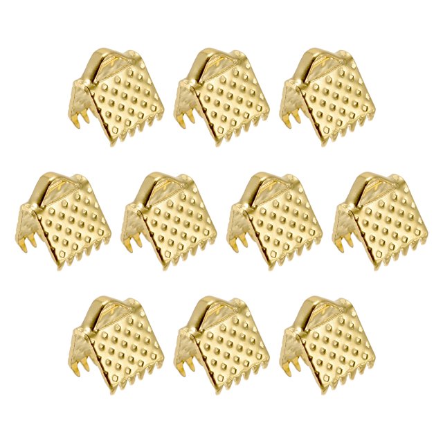 Unique Bargains 300Pack Ribbon Crimp Clamp Ends 6mm Cord End Clasp for DIY Craft Gold Tone