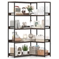 thumbnail image 1 of Costway Corner Bookshelf 5-Tier L-Shaped Bookcase 71" Tall Etagere Bookshelf with Metal Frame Brown, 1 of 10
