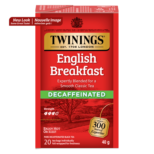 Twinings English Breakfast Decaffeinated Black Tea Bags, Smooth & Full-Bodied, 20 Count