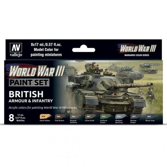 vallejo VJP70222 World War III British Armour & Infantry Paint Set
