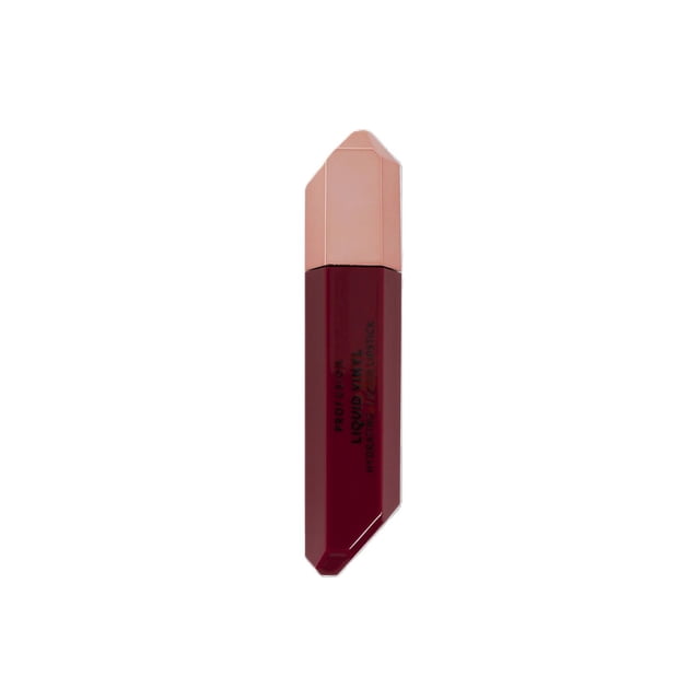 PROFUSION COSMETICS Hydrating Liquid Lipstick in deep burgundy with a geometric faceted bottle and pale pink cap, featuring a vitamin A and E enriched, ultra-long-wearing, transfer-proof formula ideal for nourishing lips and versatile day-to-night wear.