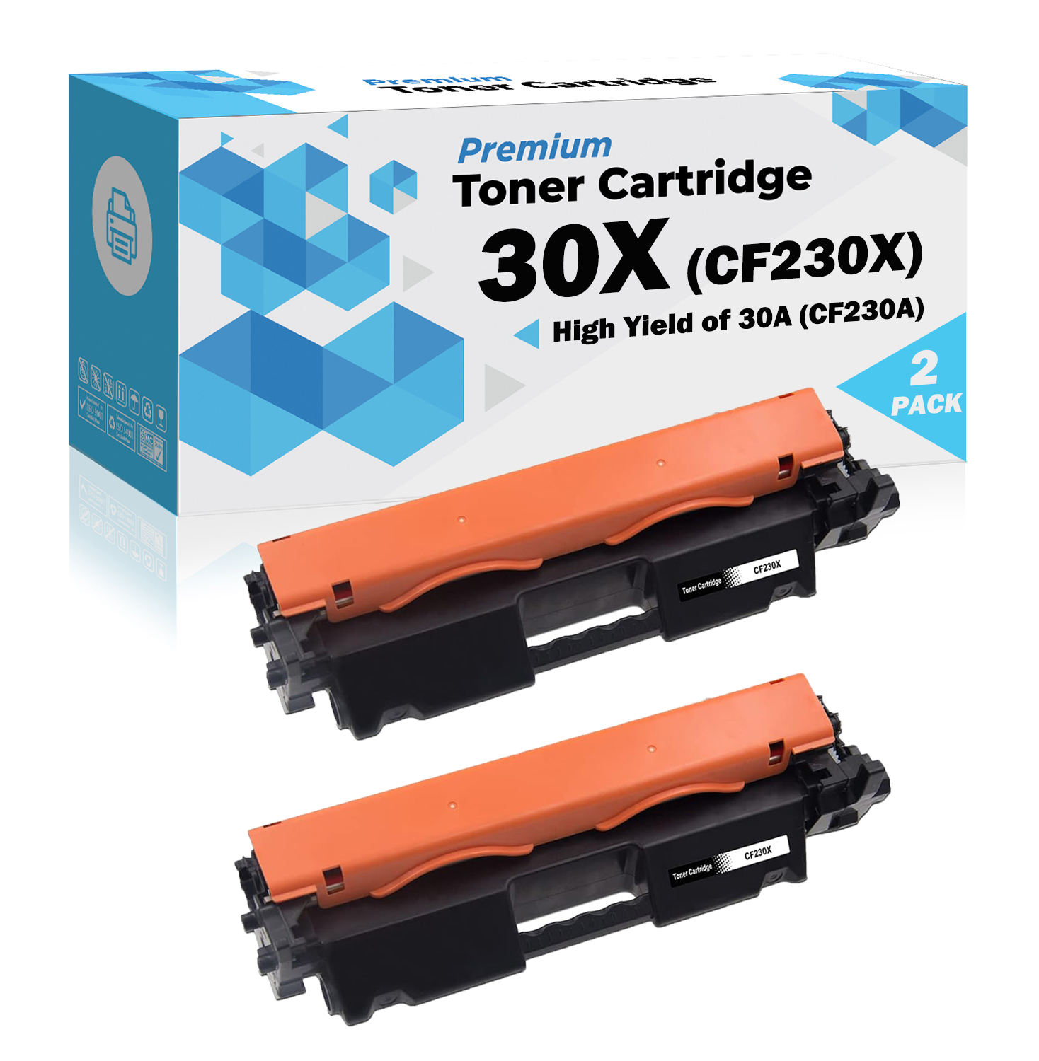 Ultra Toner® Compatible Replacement for HP 30X CF230X Toner Cartridge High Yield of HP30A CF230A - HP Laserjet M203d M203dn M203dw Pro M203dn M203dw M227d MFP M227fdn MFP M227fdw MFP M227sdn (2PK)