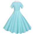 thumbnail image 3 of CEHVOM Robe d'Été 2024 pour Femmes, Robes Vintage Évasées pour Femmes Rétro Années 1950 60, Robes Vintage Évasées à Col en V et Col Cape, 3 of 7