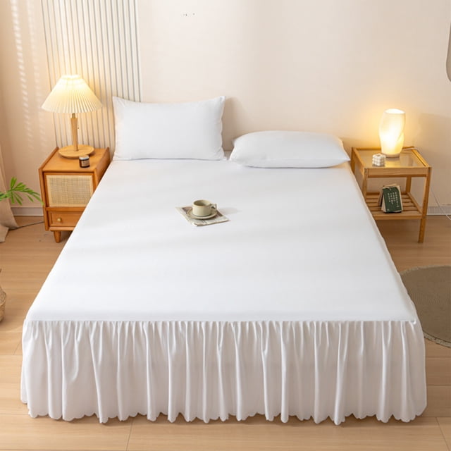 HHBEAUTY Solid Color Bed Skirt, Wrap-Around Elastic Ruffled Eyelet Bed Skirt Full Size Dust Ruffle, Bed Sheet Dirtproof Non-slip Protective Cover Cover, 59.1x78.7"