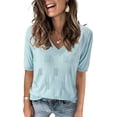 thumbnail image 1 of Arach&Cloz Women's V-Neck Short Sleeve Special Rib Knitted Pattern Casual Tops Sweater Spring Summer 2025, 1 of 6
