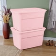 thumbnail image 3 of Sterilite 114 Liter Tote, Large Plastic Storage Bin with Snap-on Lid, Stackable, Pink, 3 of 6
