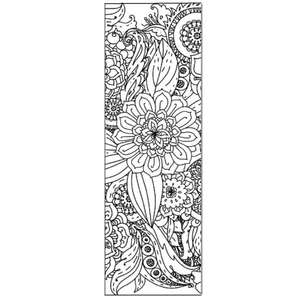 Floral Flower Coloring Bookmarks - Anti Stress - Art Therapy - Adult Coloring Bulk 50 Pack Same Design Great for Large Groups Coloring Contests Improved Paper Book Marker Print On Front and Back