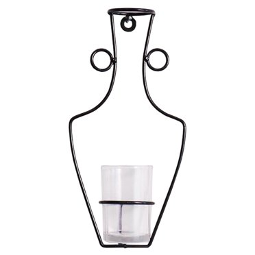GUOOL Nordic Flower Vase Iron Stand Terrarium Container Plant Holder with Glass 26x12.5x6cm