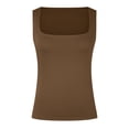 thumbnail image 4 of Hauts Grande Taille Crop Tops Femmes Col Carré Sans Manches Double Couche Débardeur Serré pour Femmes, 4 of 5
