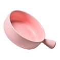 thumbnail image 3 of Round Ceramics Baking Plate Practical Household Handle Baking Tray Fruit Salad Plate for Home Kitchen Bakery (Pink), 3 of 8