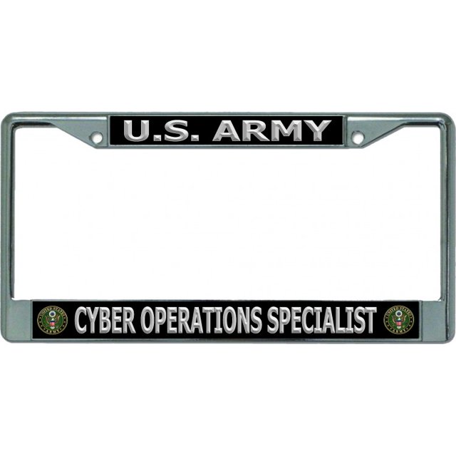 U.S. Armée Cyber Opérations Spécialiste Chrome License Plaque Cadre