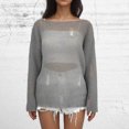 thumbnail image 3 of Hauts d'Automne à Manches Longues Mode Femmes Décontracté Manches Longues Col Rond Uni Chandail pour Dames Hauts Blouse Hauts Tricotés pour Femmes Manches Longues P-28 Gris Foncé L, 3 of 4