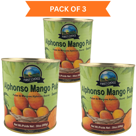 First Choice Foods Alphonso Mango Pulp 850g, Pack of 3