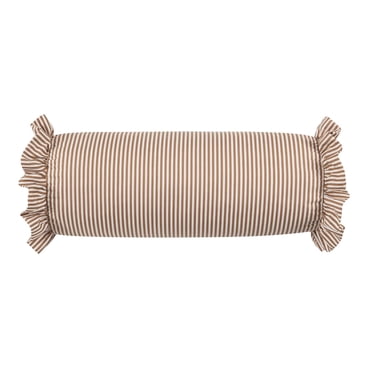 EGNMCR Striped Bolster Pillow With Ruffled Edges Soft Cylindrical Neck Roll Pillow For Bed Sofa Decor Support Pillow For Sleeping And Relaxing a cushion
