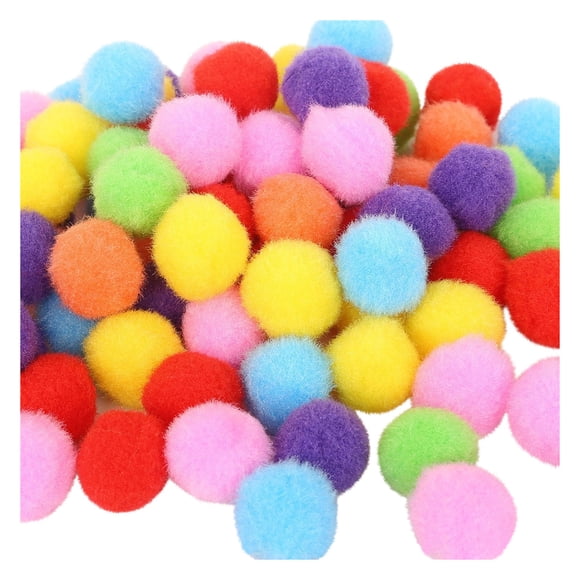 100 Pieces 1 Inch Assorted Pompoms Multicolor Arts And Crafts Pom Poms For Hobby And Creative Craft DIY Material