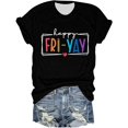 thumbnail image 3 of T-shirts pour Femmes « Happy Friday Teacher » 2026, Mode d'Été, Manches Courtes, Col Ras du Cou, T-Shirts Graphiques Amusants « Friday Weekend », 3 of 3