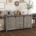thumbnail image 2 of HOMCOM Buffet-Vaisselier de Style Ferme avec Portes, Gris Pâle Vieilli, 2 of 10