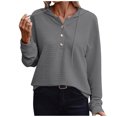 thumbnail image 1 of Pisexur Womens Oversized Sweatshirt Fashion Fall Hoodies Solid Color Button Collar Drawstring Stitching Sweatshirts Hoodies Pullover, 1 of 6